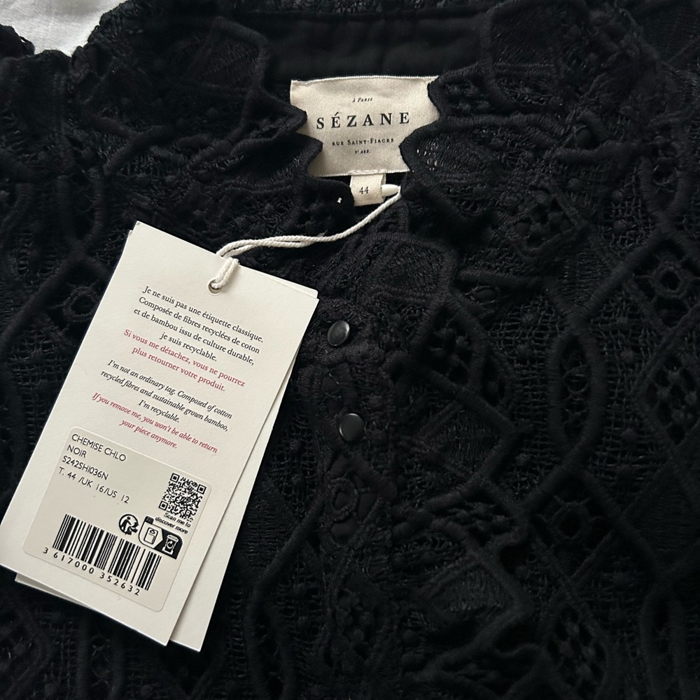 Sezane Chlo Blouse in Black Diamond Lace - Picture 5 of 5